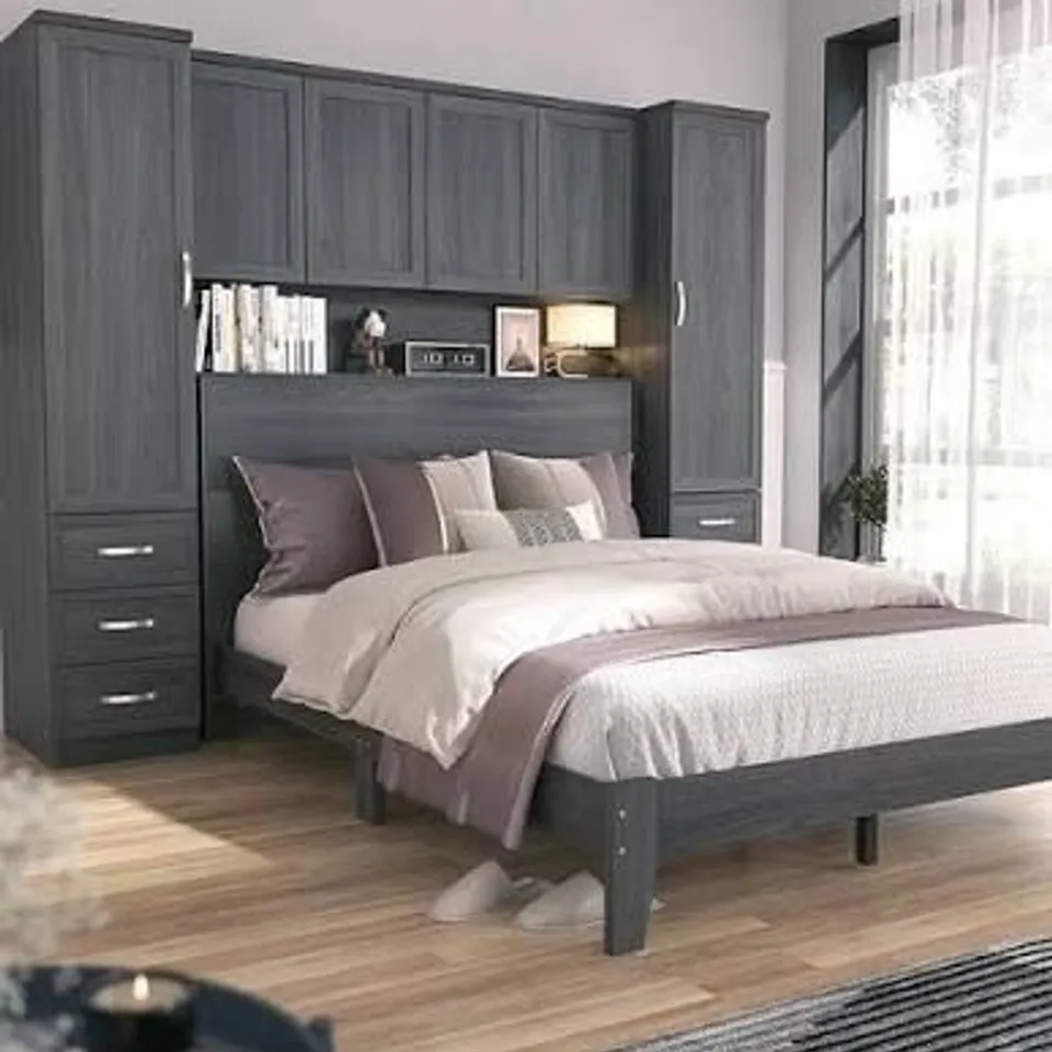 BOXED CAMBERLEY OVERBED WARDROBE - DARK OAK (3 BOXES)