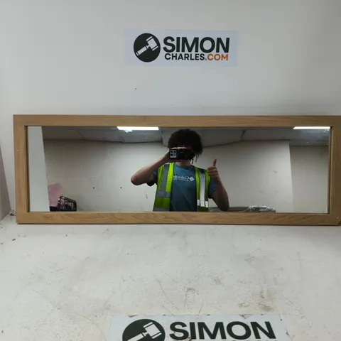 JD WILLIAMS LONG WALL MIRROR OAK (SMALL CHIP IN CORNER)