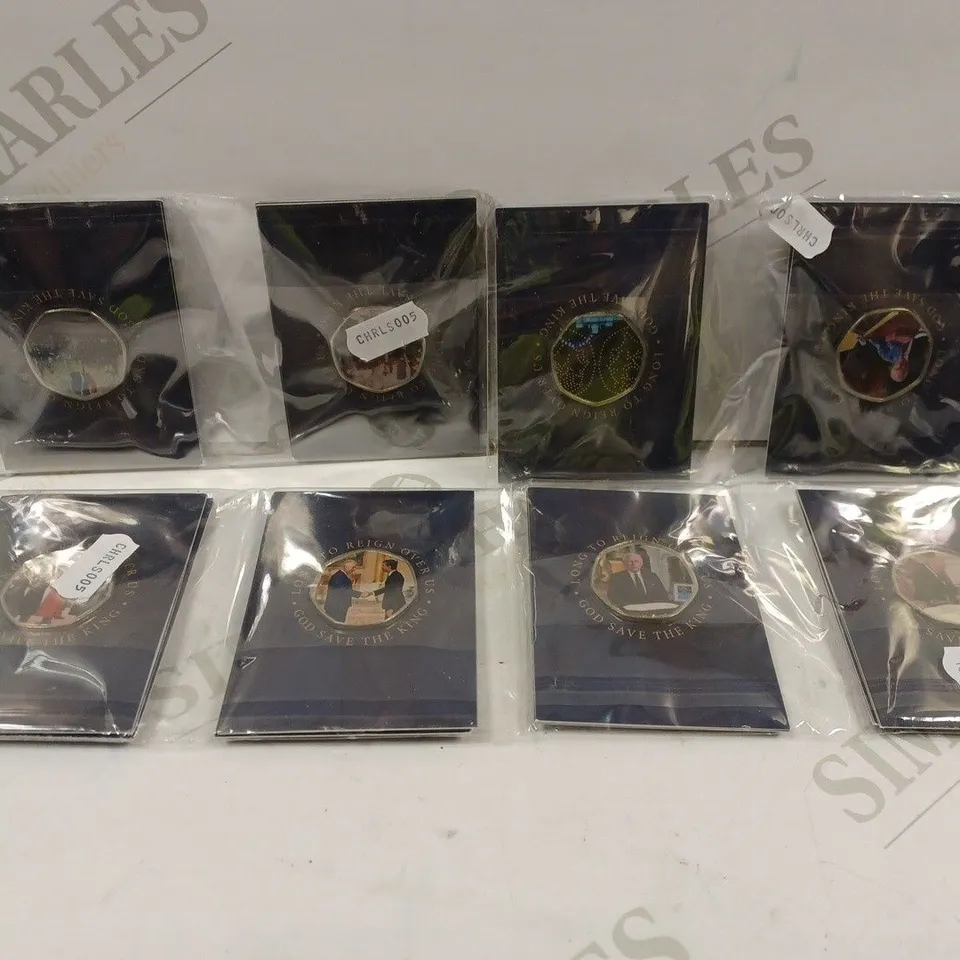 BOX TO CONTAIN APPROX. 36 X COMMEMORATIVE BRITISH COINS. DESIGNS VARY