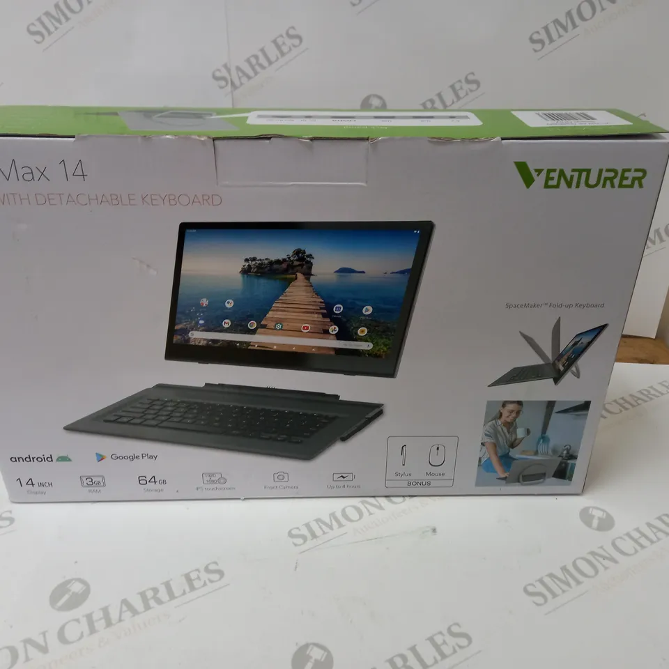 BRAND NEW BOXED VENTURER LUNA MAX 14 64GB 14" HD TABLET WITH DETACHABLE KEYBOARD 