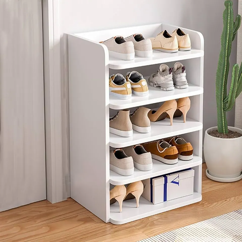 BOXED HOUSEHOLD LAYERED DENSITY BOARD SHOE CABINET - WHITE (1 BOX)