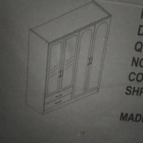 BOXED 4 DOOR 2 DRAWER WARDROBE WITH MIRROR - WHITE ( 2 BOXES )