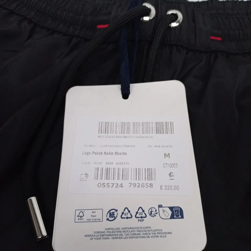 MONCLER LOGO PATCH SWIM SHORTS – BLACK, UK SIZE M