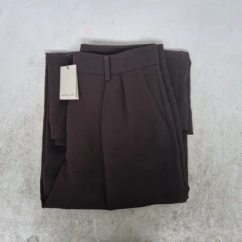 NOBODY'S CHILD PETITE JAX CREPE TROUSERS IN DARK BROWN SIZE UK 14