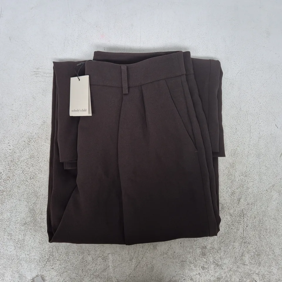 NOBODY'S CHILD PETITE JAX CREPE TROUSERS IN DARK BROWN SIZE UK 14