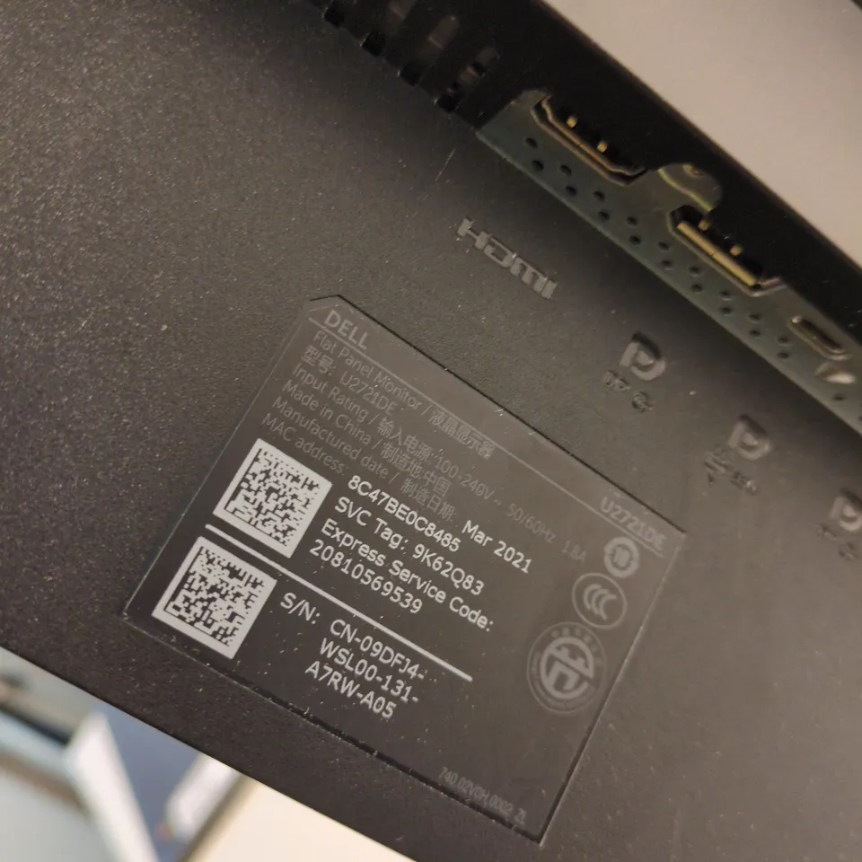 DELL COMPUTER MONITOR – BLACK, HDMI & DISPLAYPORT INPUTS, ON STAND