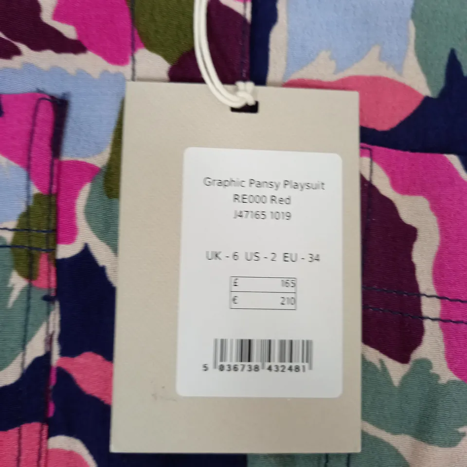 JIGSAW GRAPHIC PANSY PLAYSUIT SIZE 6