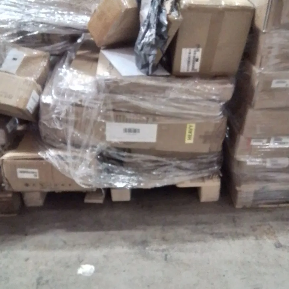 PALLET OF ASSORTED HOUSEHOLD GOODS AND PRODUCTS TO INCLUDE;10KG WEIGHTED BALL,COMPUTER DESK,DRILL BITS 