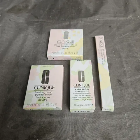 CLINIQUE LOT OF 4 ASSORTED COSMETIC PRODUCTS TO INLCUDE - QUICK LINER - BLUSH - EVEN BETTER CORRECTOR - ETC