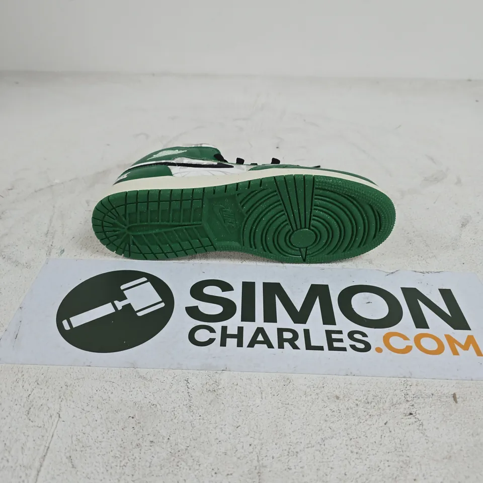 UNBOXED PAIR OF NIKE JORDAN 1 MID SE TRAINERS IN GREEN - US 6.5Y