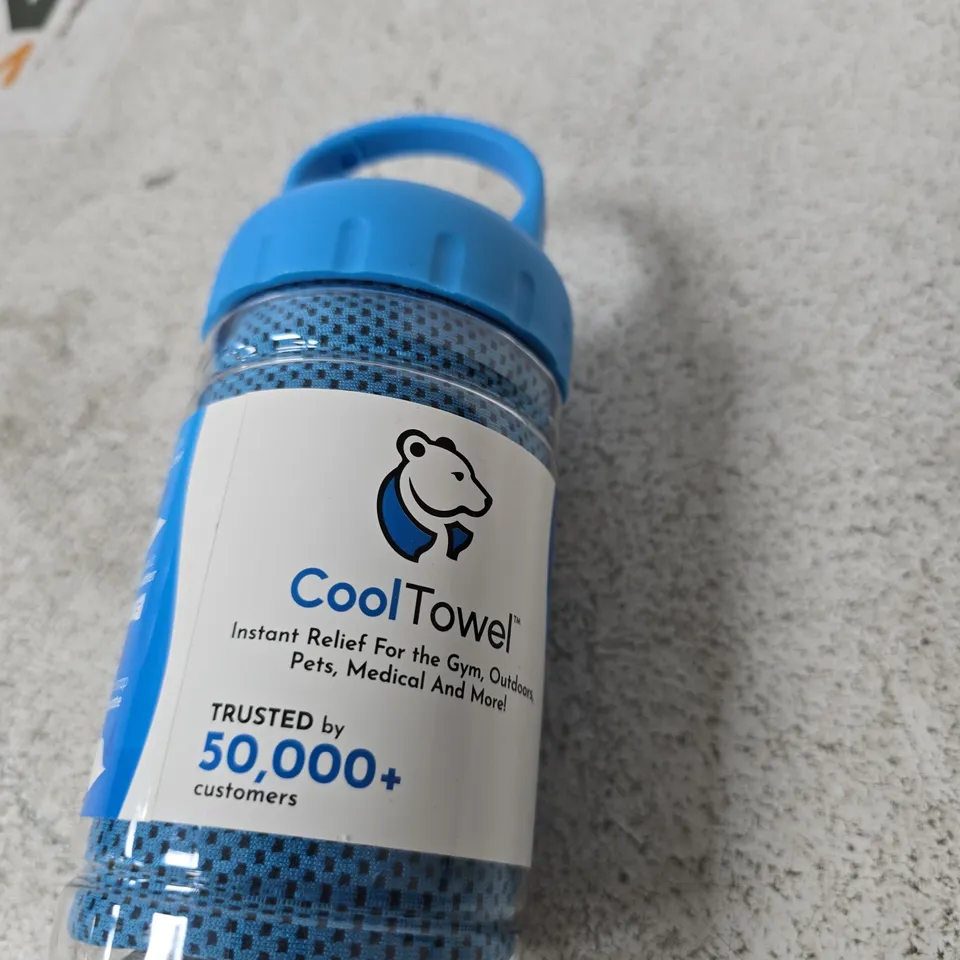 BOX OF APPROXIMATELY 15 ASSORTED HOUSEHOLD ITEMS INCLUDING 20M COTTON PULLEY LINE , COOL TOWEL INSTANT RELIEF FOR THE GYM AND TV BOX PRO