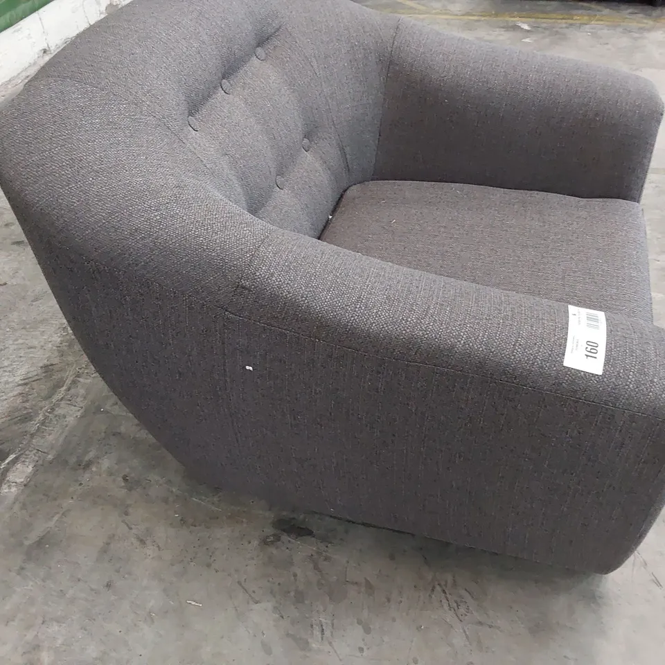 DESIGNER TUB EASY CHAIR GREY FABRIC 