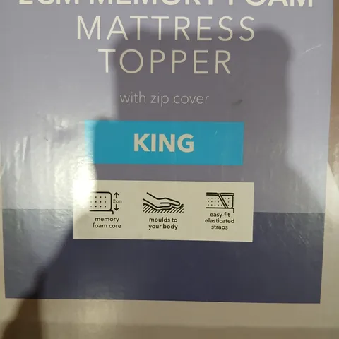 KING SIZE 2CM MEMORY FOAM MATTRESS TOPPER WITH ZIP COVER