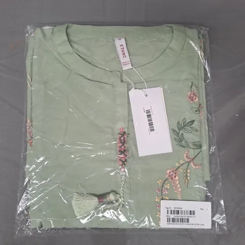 ETHNC EMBROIDERED SHIRT IN LIME SIZE MEDIUM
