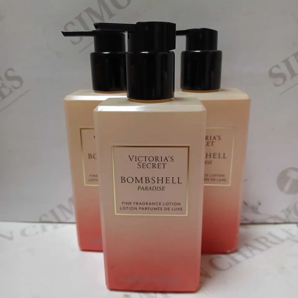 LOT OF 3 X 250ML VICTORIA'S SECRET BOMBSHELL PARADISE FRAGRANCE LOTION