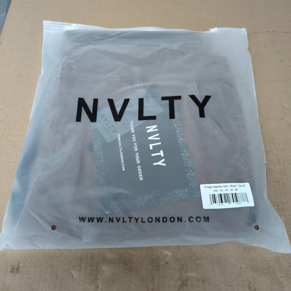 BAGGED NVLTY VINTAGE CARPENTER JEANS IN BROWN - SIZE 38 