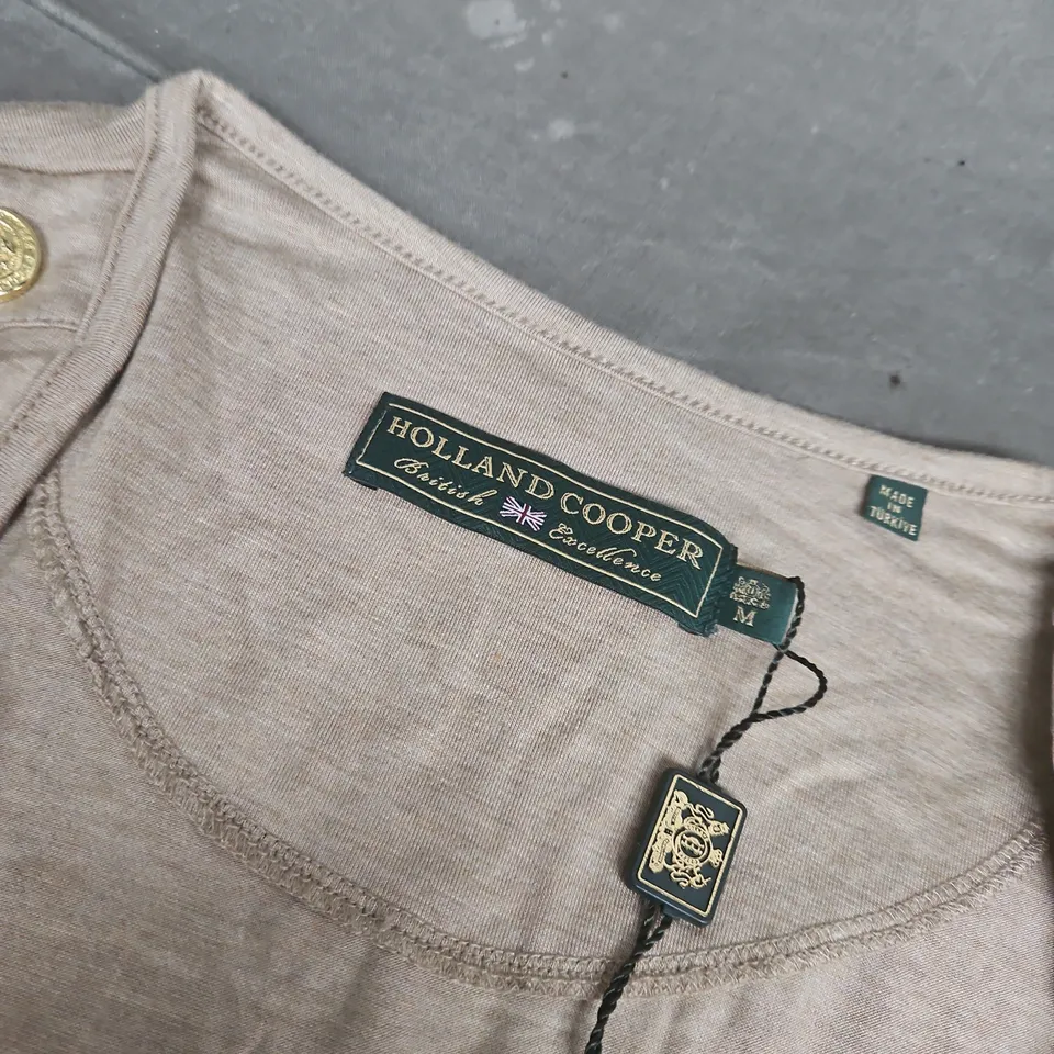 HOLLAND COOPER LONG SLEEVE V-NECK TEE IN OATMEAL - MEDIUM