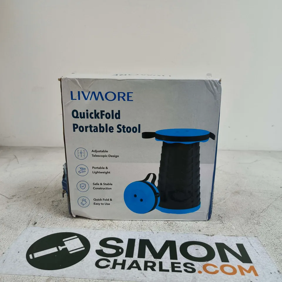 BOX OF ASSORTED ITEMS INCLUDING TUMBLER 800ML, LIVMORE QUICKFOLD PORTABLE STOOL AND GREEN DROP INFUSED ANTI CELLULITE LEGGINGS