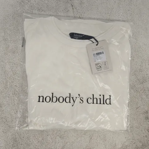 BAGGED NOBODY'S CHILD CREW NECK LONG SLEEVE TRIM TOP IN CREAM SIZE SMALL