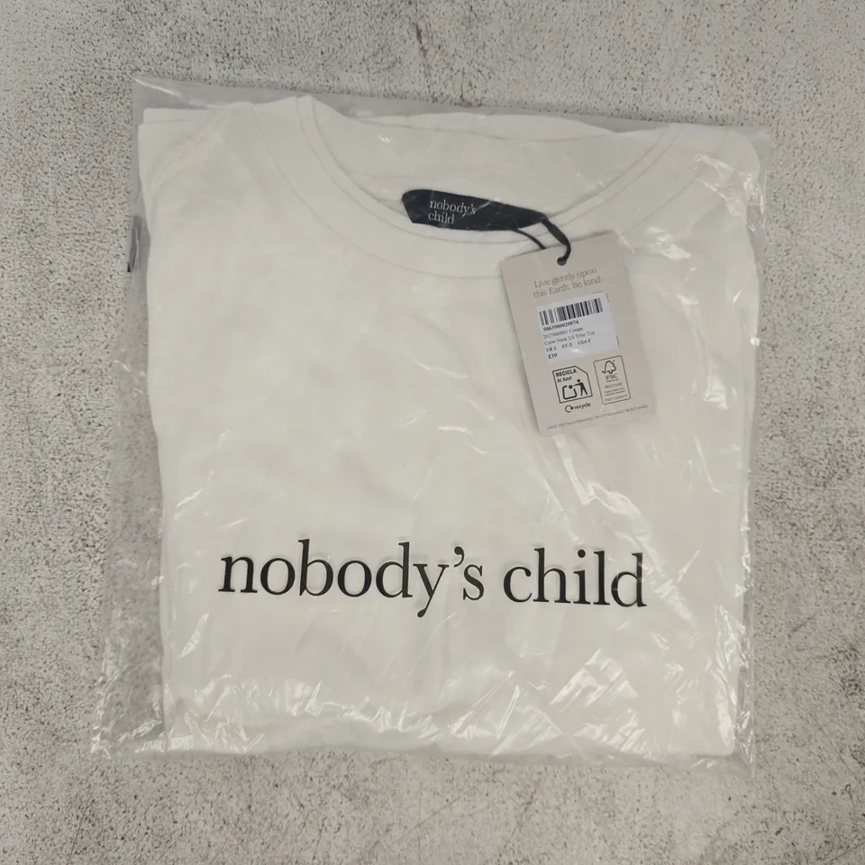 BAGGED NOBODY'S CHILD CREW NECK LONG SLEEVE TRIM TOP IN CREAM SIZE SMALL
