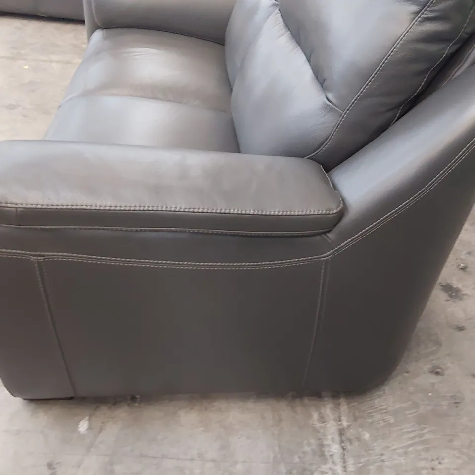 QUALITY ITALIAN DESIGNER PALMA TWO SEATER SOFA CHARCOAL LEATHER 