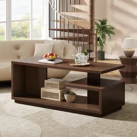 BOXED FLOOR SHELF COFFEE TABLE WITH STORAGE