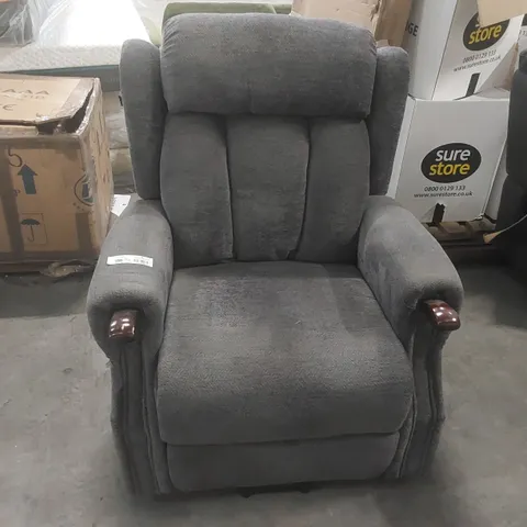 DESIGNER GREY FABRIC RECLINING ARMCHAIR 