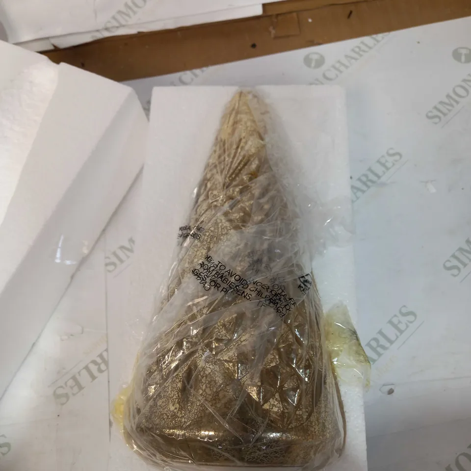 ALISON CORK ROTATING LIGHT MERCURY CUT GLASS DECORATION - CHAMPAGNE GOLD TREE