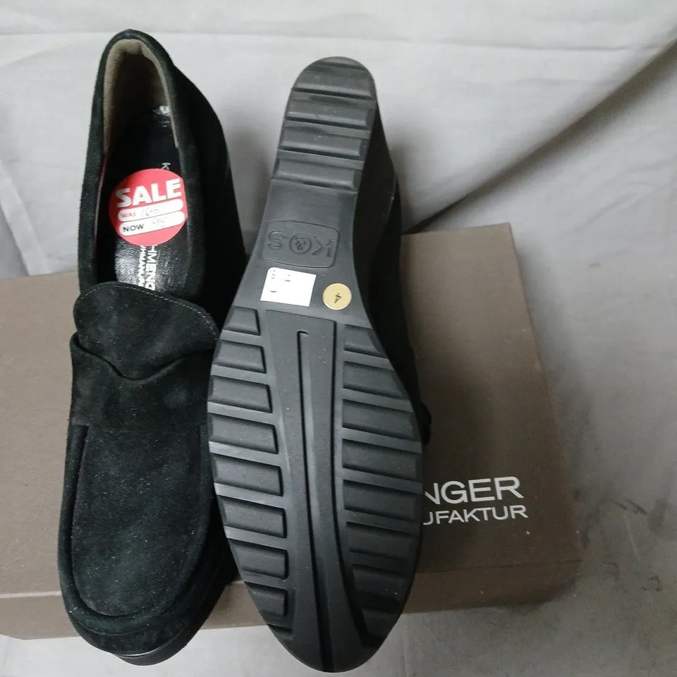 KENNEL & SCHMENGER 51120 BLACK HI WEDGE – WOMEN’S SUEDE LOAFERS, UK 4, BOXED