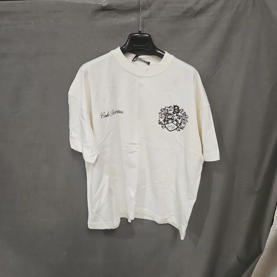 COLE BUXTON COLLEGIATE CREST T-SHIRT – WHITE – MEDIUM