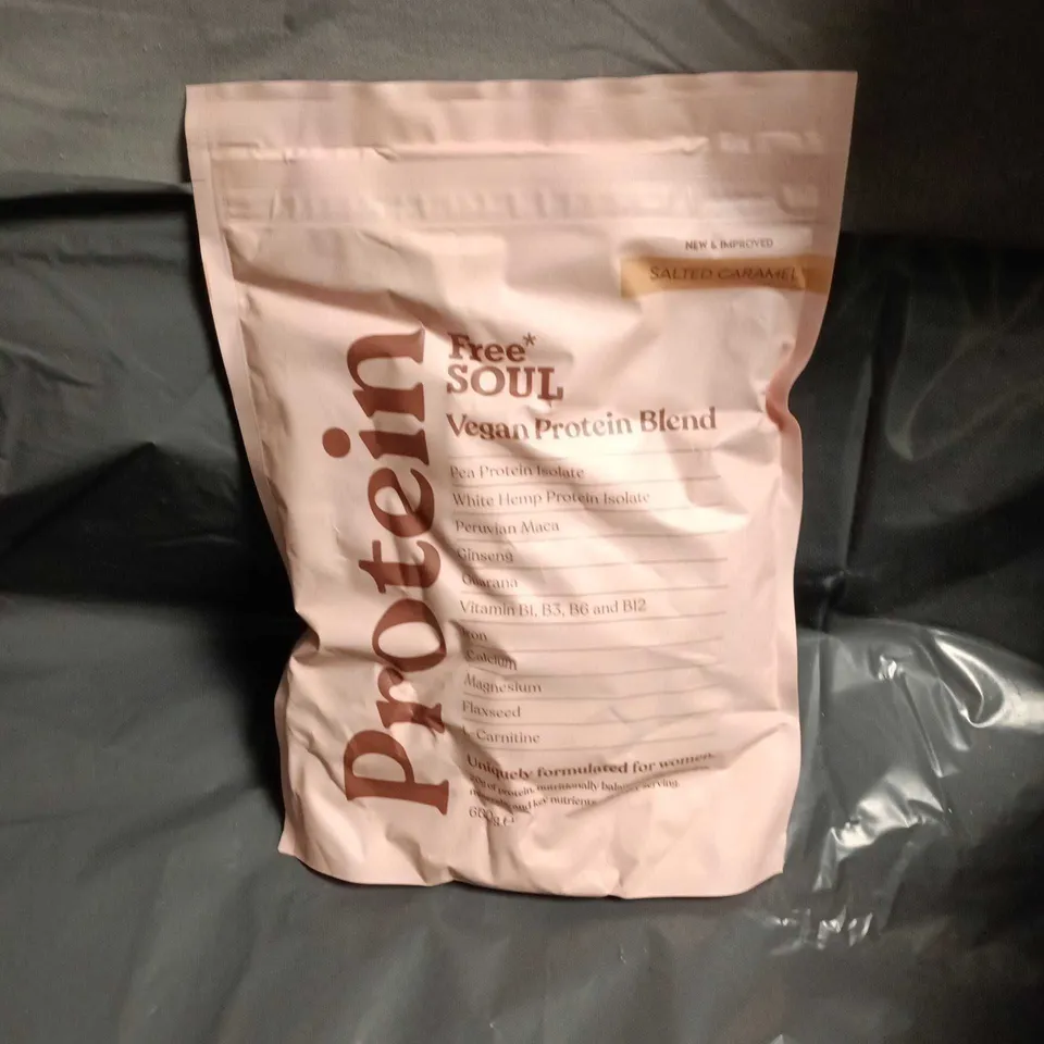FREE SOUL VEGAN PROTEIN BLEND SALTED CARAMEL – PROTEIN POWDER - 600G 