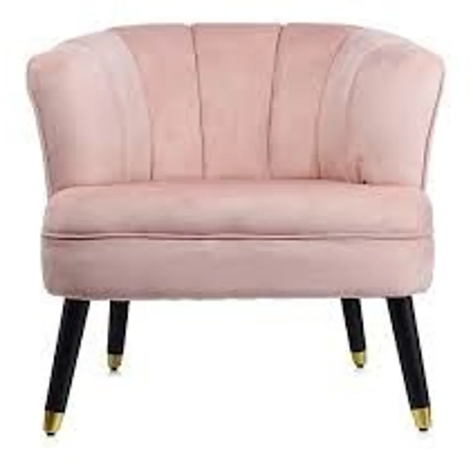 MY HOME STORIES VELVET ARMCHAIR WITH GOLD TIPPED LEGS - NUETRAL