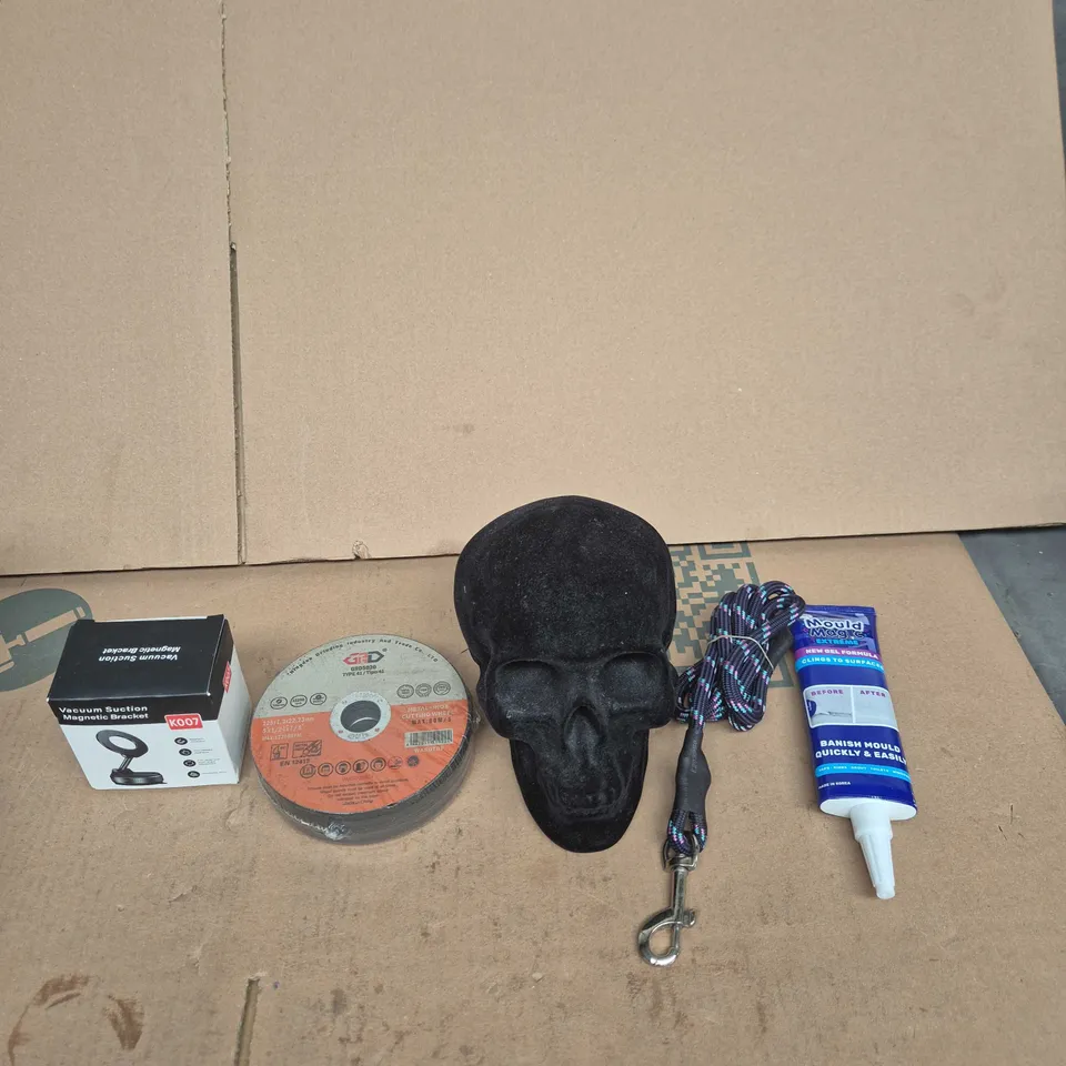 TOTE OF APPROXMATELY 10 ASSORTED ITEMS INCLUDING A METAL + INOX CUTTING WHEEL, THE ORIGINAL MOULD MAGIC EXTREME AND MESH NEBULIZER
