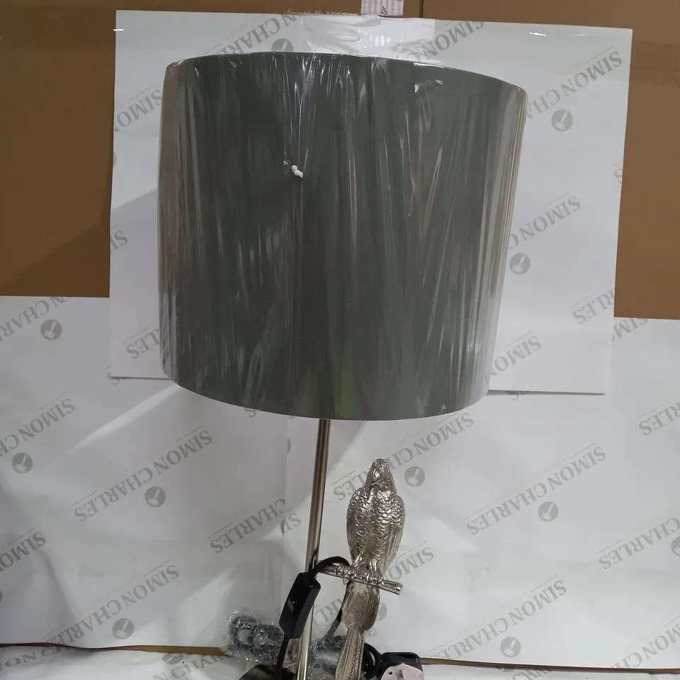 ALISON CORK SILVER SINGLE PARROT DETAIL TABLE LAMP