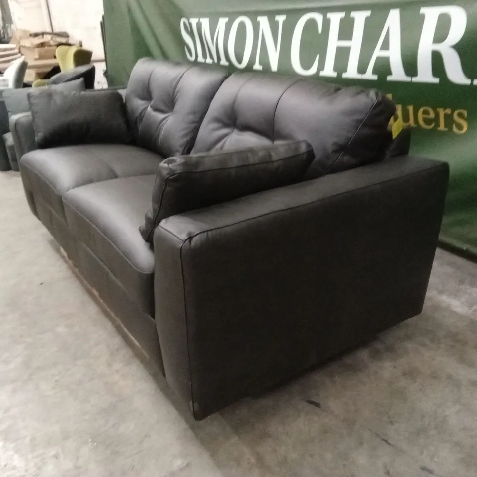 ARDEN ITALIAN LEATHER 4 SEATER SOFA - BLACK RRP £1499