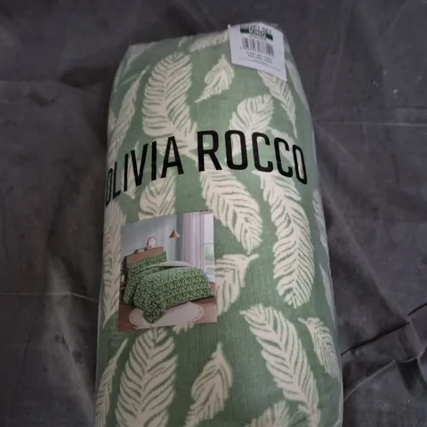 OLIVIA ROCCO DUVET COVER SET – GREEN LEAF PATTERN - KING SIZE