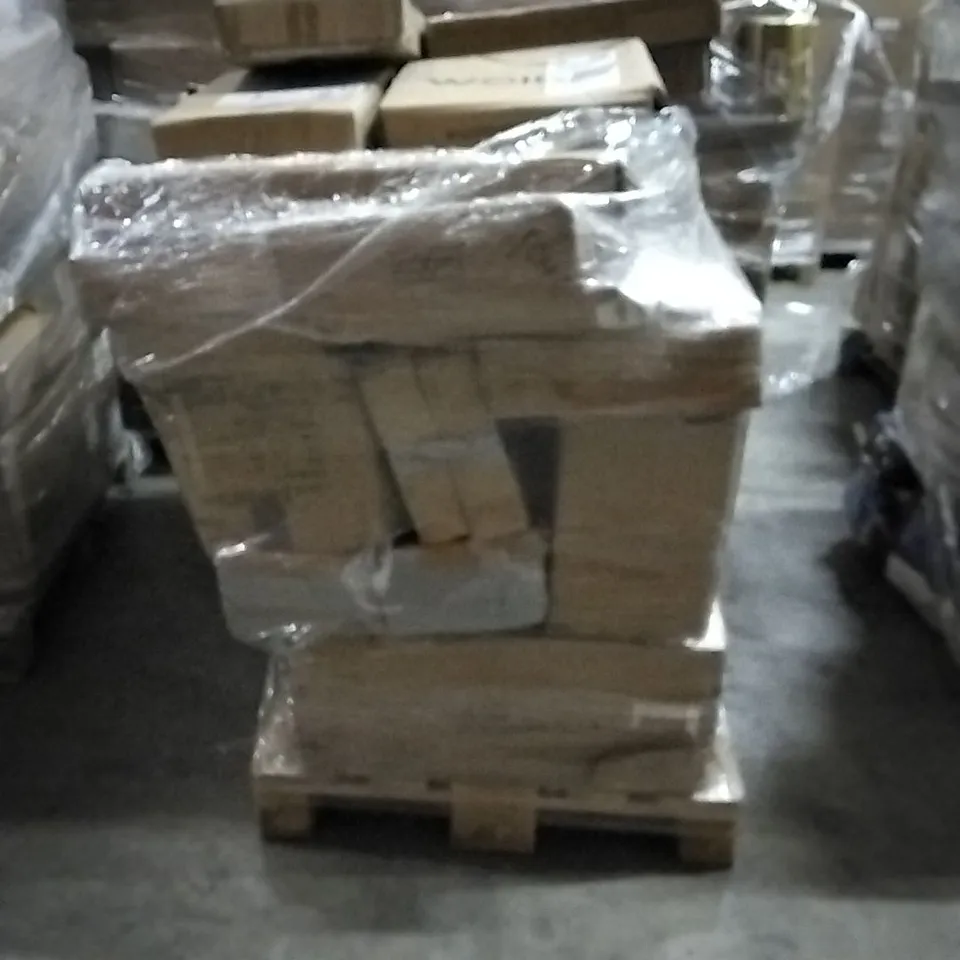 PALLET OF HOUSEHOLD ITEMS TO INCLUDE FLOATING SHELF- WHITE, MIRROR, TABLE SND AND OTHER ASSORTED ITEMS...