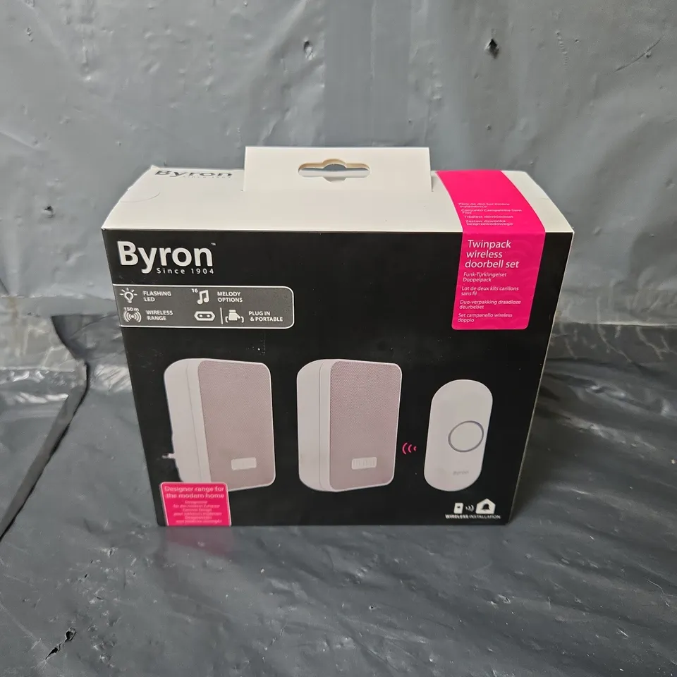 BOXED BYRON TWINPACK WIRELESS DOORBELL SET