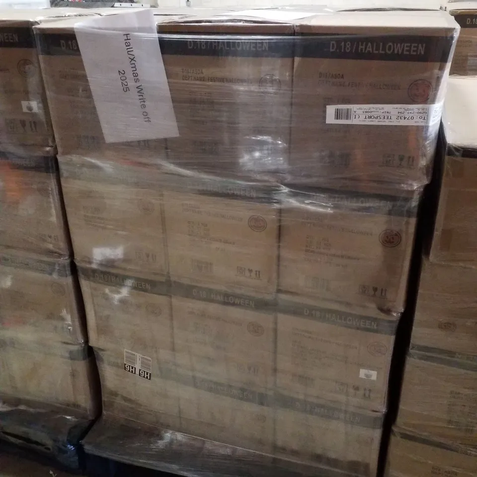 PALLET CONTAINING APPROXIMATELY 36 BRAND NEW LARGE PAINTED CERAMIC PUMPKINS