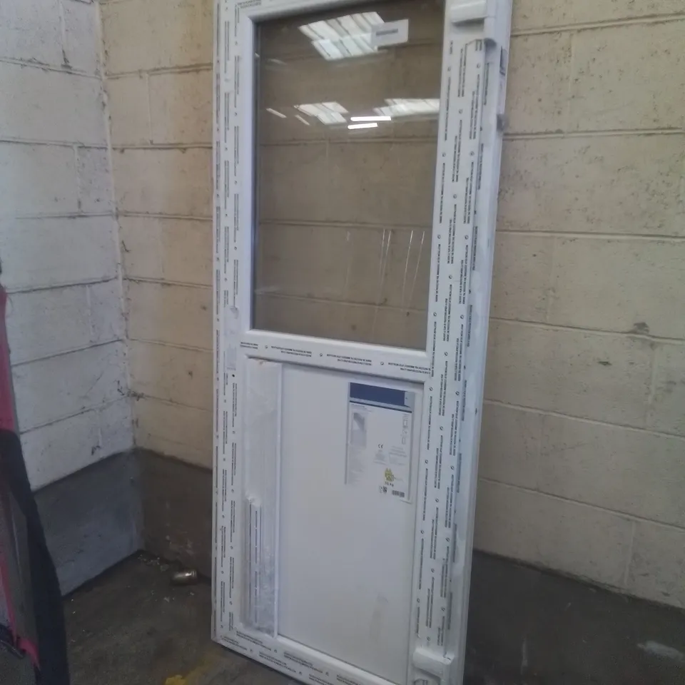 PVC BACK DOOR, 1/2 GLAZED (2055MM H X 840MM W X 60MM D)