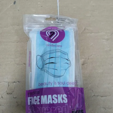 BOX OF APPROXIMATELY 30 PACKS OF MEDICAL 3 LAYERED FACE MASKS - BLUE - 10 MASKS PER PACK