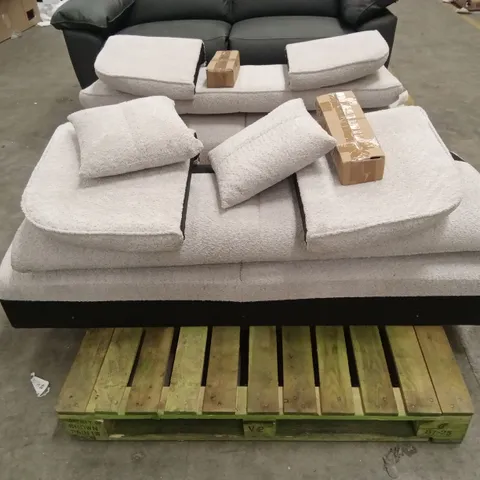 UNASSEMBLED LOREN 3 SEATER SOFA, LIGHT GREY CLASSIC BOUCLE FABRIC
