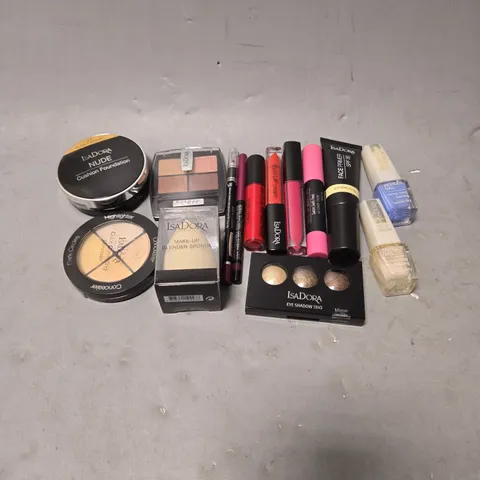 BOX OF APPROX 30 ASSORTED ISADORA COSMETICS TO INCLUDE - EYESHADOW - LIP CREAM - FACE PRIMER - ETC