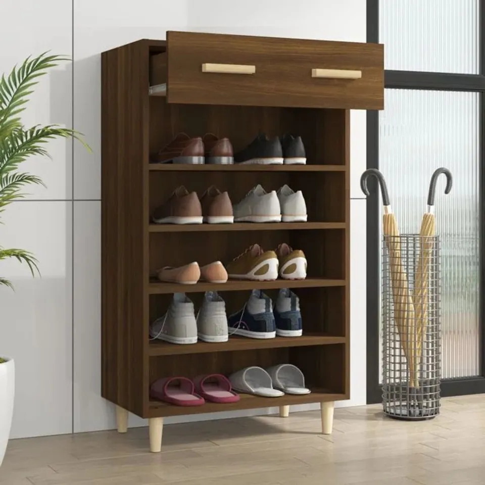 BOXED LATITUDE RUN SHOE CABINET BROWN OAK