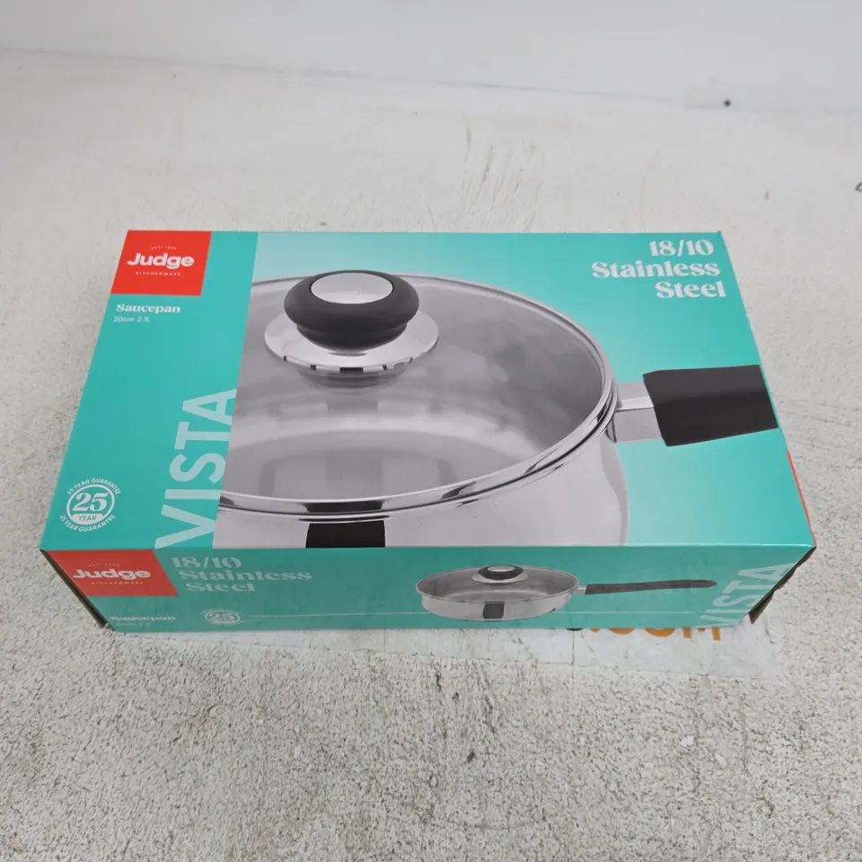 JUDGE VISTA 18/10 STAINLESS STEEL SAUCEPAN, 20CM (2L) BOXED