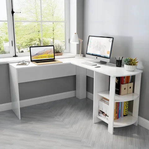 BOXED AMELIUS COMMERCIAL USE 140cm W L-SHAPE WRITING DESK (1 BOX)