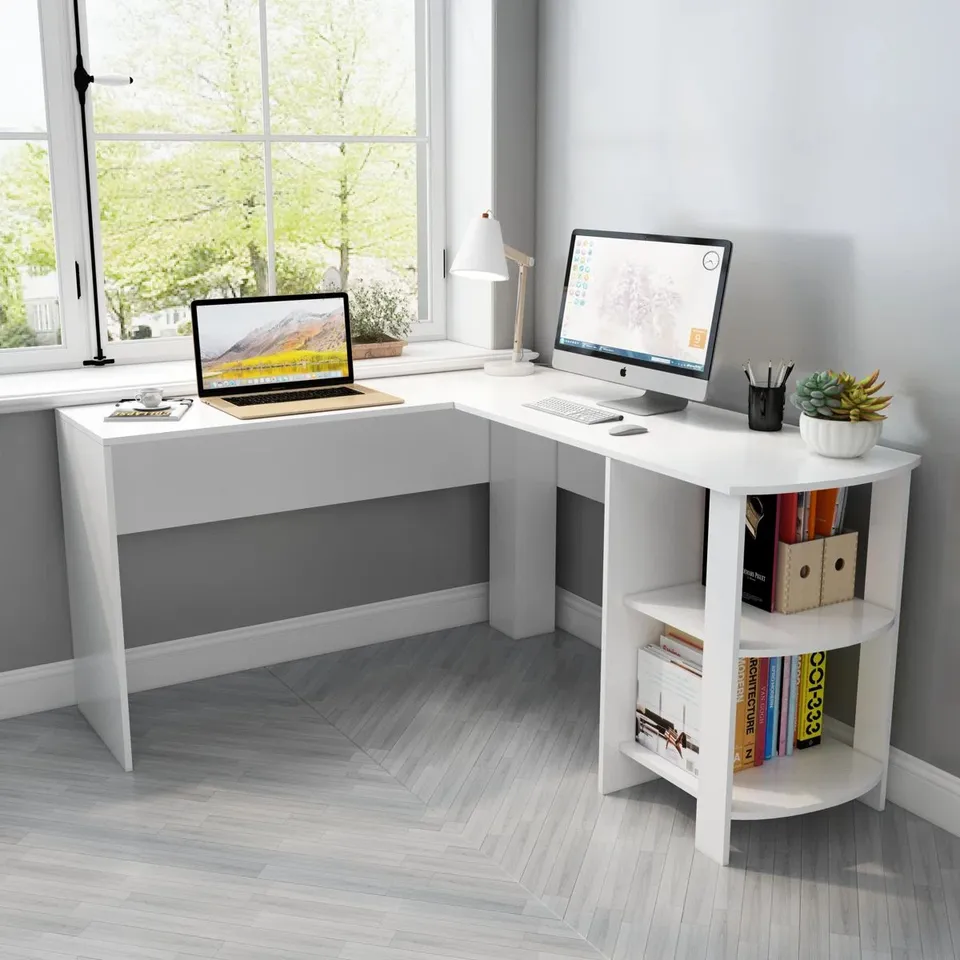 BOXED AMELIUS COMMERCIAL USE 140cm W L-SHAPE WRITING DESK (1 BOX)