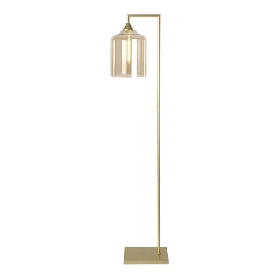 FLOOR LAMP WITH GLASS SHADE AND METAL BASE