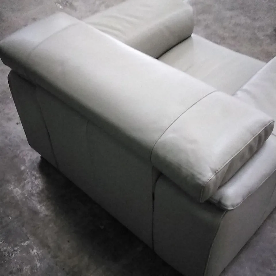 QUALITY ITALIAN DESIGNER MELO MAXI ARMCHAIR LIGHT GREY LEATHER