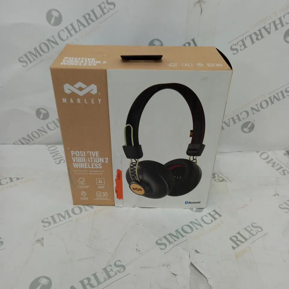 MARLEY POSITIVE VIBRATION 2 WIRELESS BLUETOOTH HEADPHONES IN BLACK 